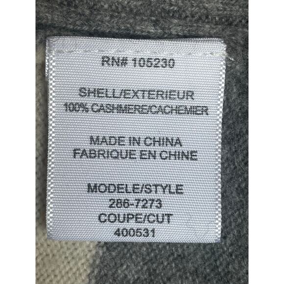 Joie for Bloomingdales 100% Cashmere Gray & White Stripe Hooded Sweater Small - Picture 6 of 6
